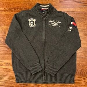 𝅺ac:tommy Hilfiger Knit Full Zip Flag Logo Sweater